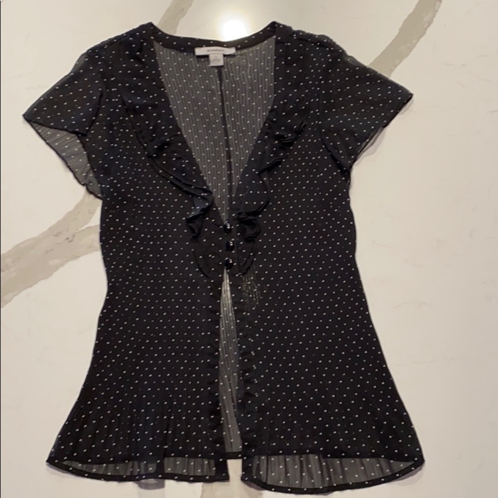 Dress Barn Polka dot pleated blouse